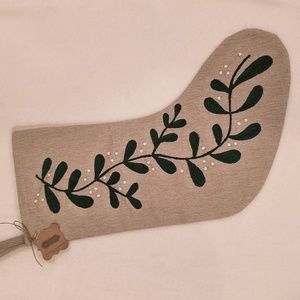 NWT Mud Pie Embroidered Christmas Stocking - Cottagecore - Primitive - Boho